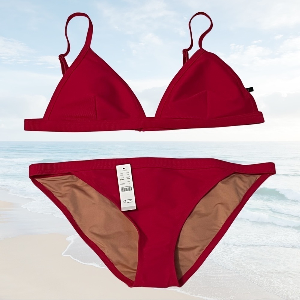 J. Crew size L bikini. Ribbed, Wild Hibiscus. NWT